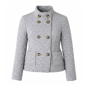 CAbi 3182 Gray Quilted Double Breasted Jacket Medium